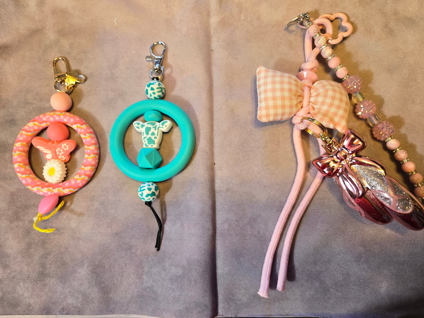 Three colorful keychains 