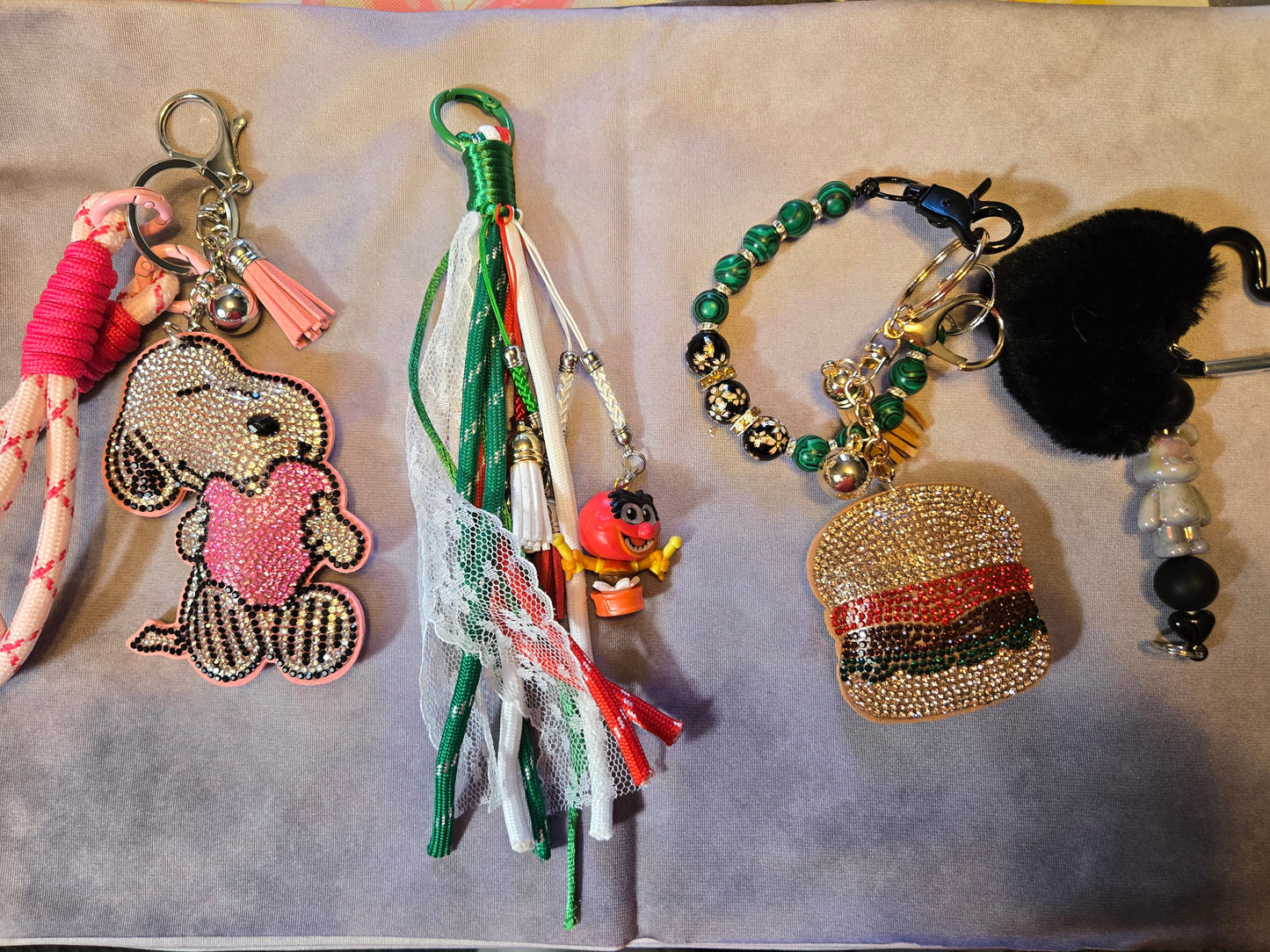 Collection of various keychains and charms 