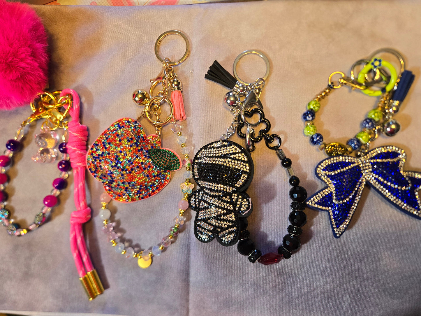 Collection of colorful keychains 