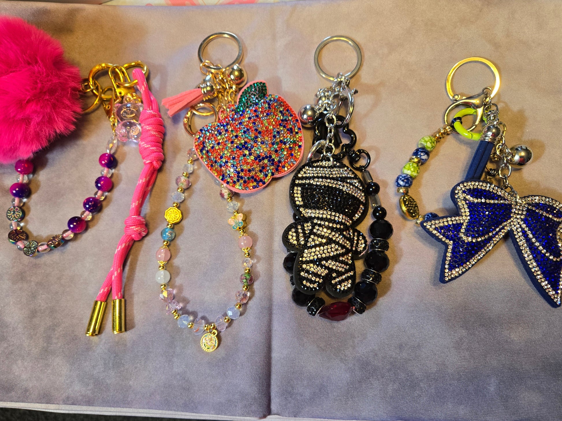 Collection of colorful keychains 