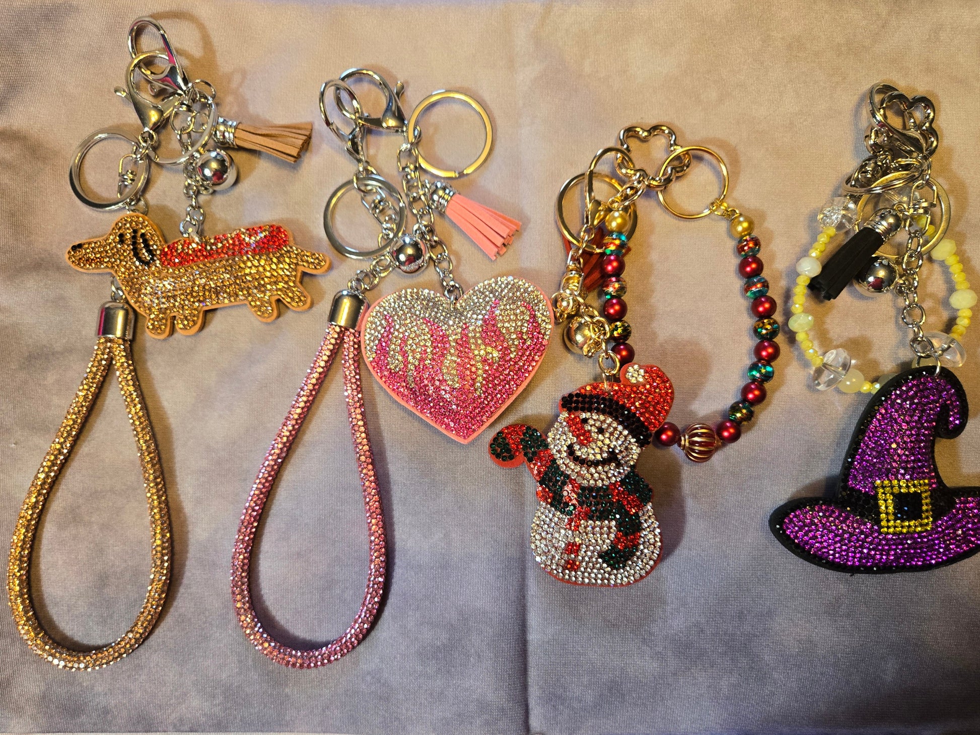 Various keychains with bling galore